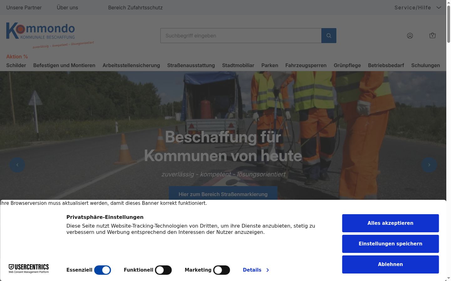 Screenshot del banner di consenso mostrato prima di qualsiasi interazione