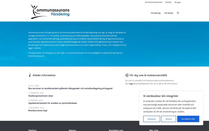 Screenshot of kommunassurans.se