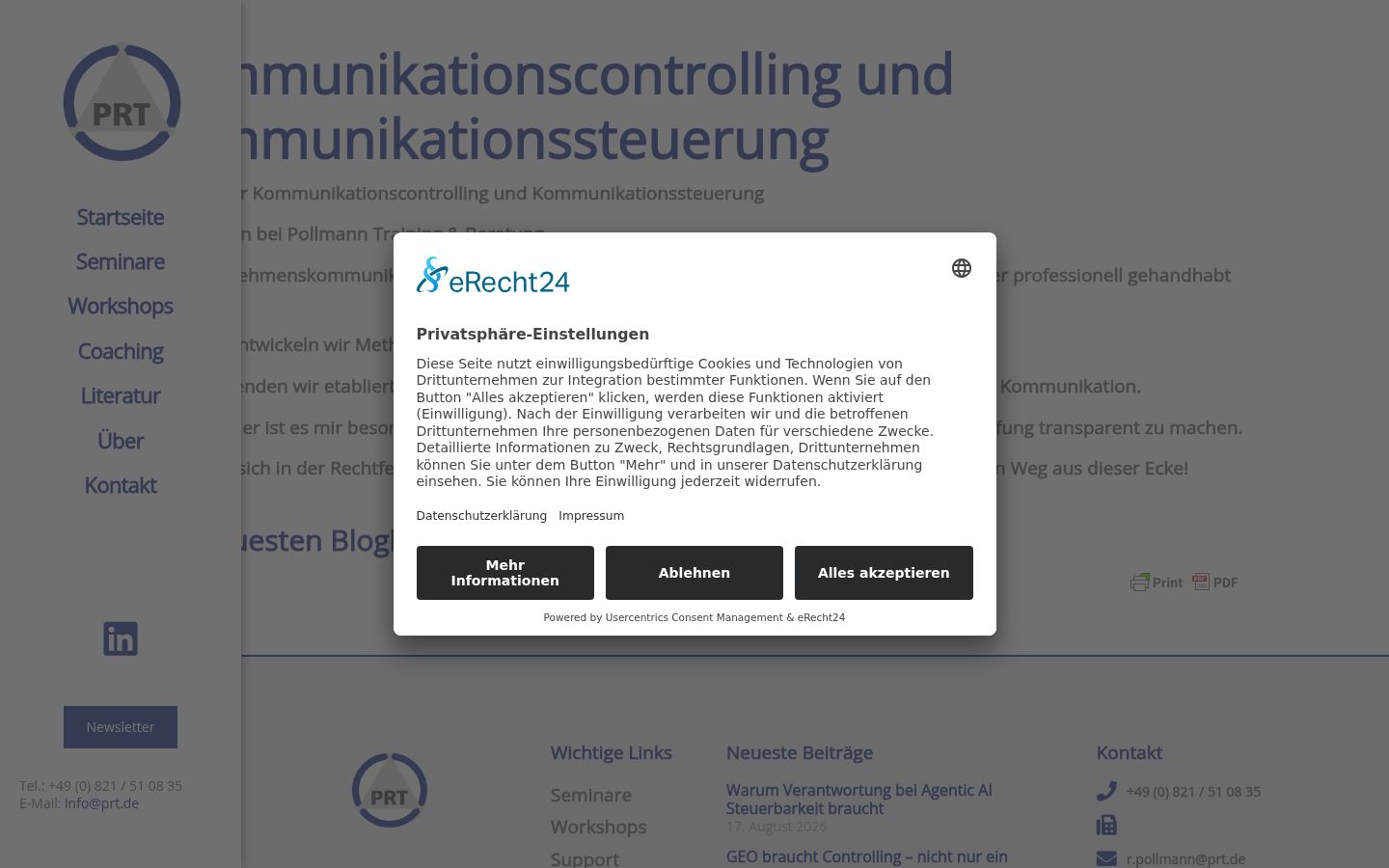 Screenshot del banner di consenso mostrato prima di qualsiasi interazione