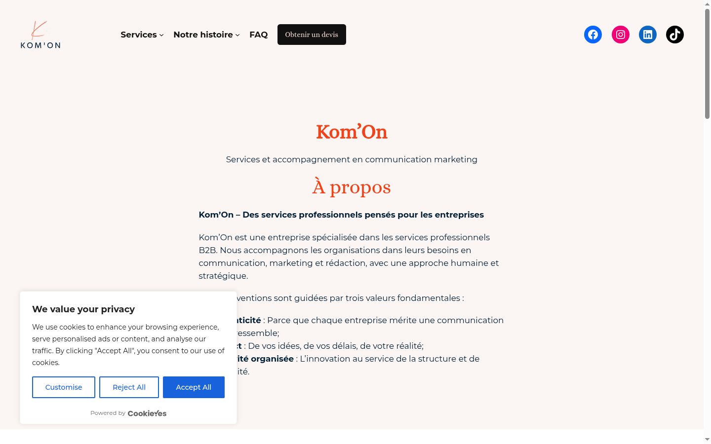 Screenshot of the consent banner shown before any interaction