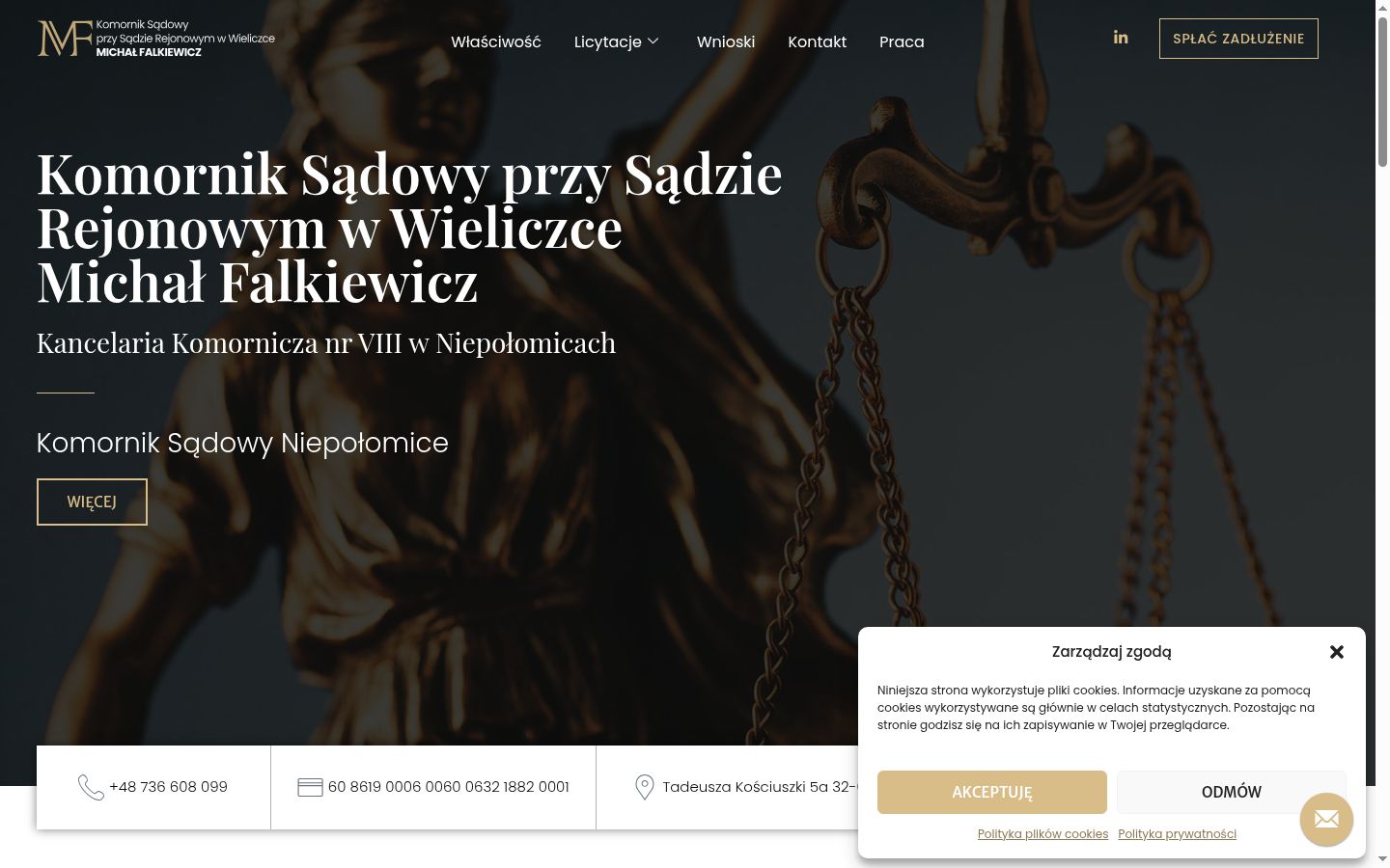 Zrzut ekranu banera zgody wyświetlanego przed jakąkolwiek interakcją