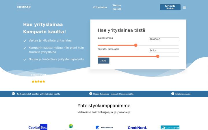 Screenshot of kompar.fi