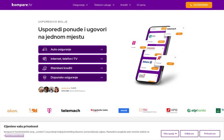 Screenshot of kompare.hr