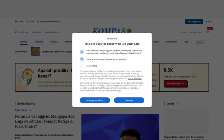Skærmbillede af kompas.id