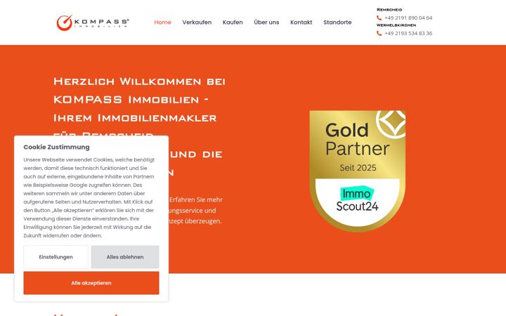 Screenshot of kompass-immobilien.eu