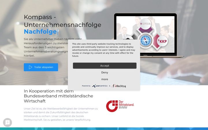Screenshot of kompass-unternehmensnachfolge.de