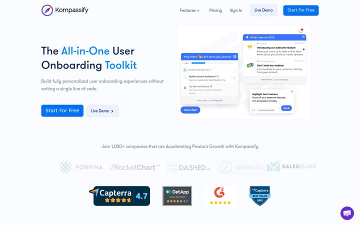 Screenshot of kompassify.com