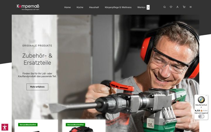 Screenshot of kompernass.com