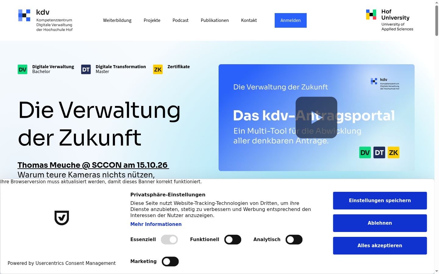 Screenshot of the consent banner shown before any interaction