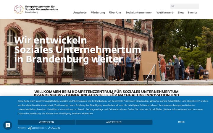 Screenshot of kompetenzzentrum-soziales-unternehmertum-brb.net
