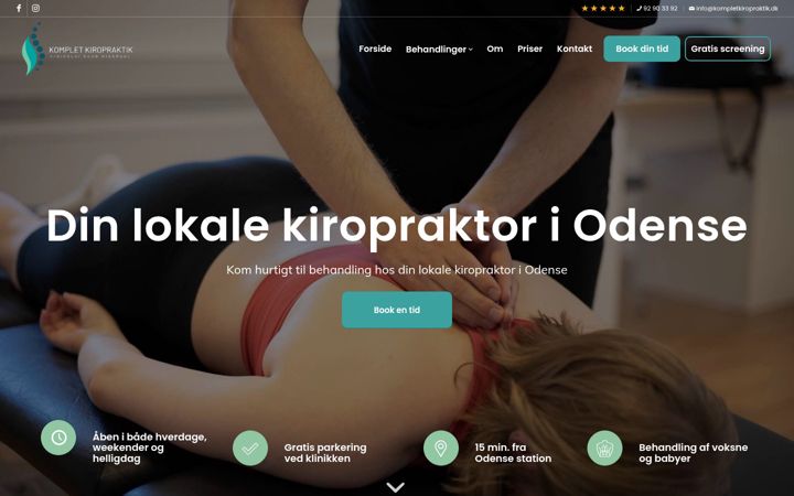 Screenshot of kompletkiropraktik.dk