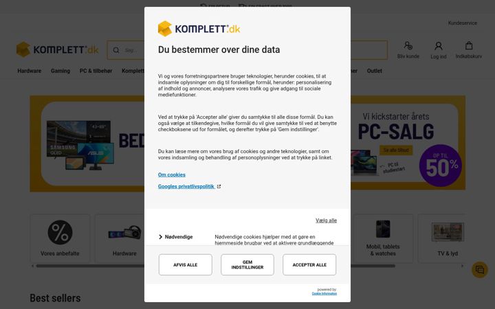 Екранна снимка на komplett.dk