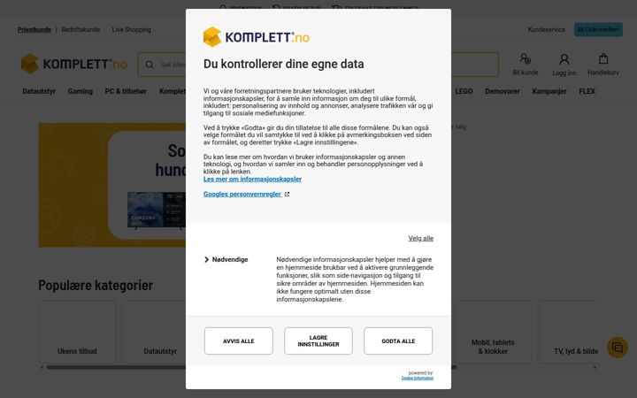 Screenshot of komplett.no