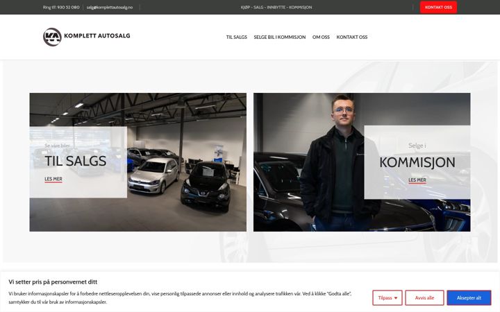 Screenshot of komplettautosalg.no