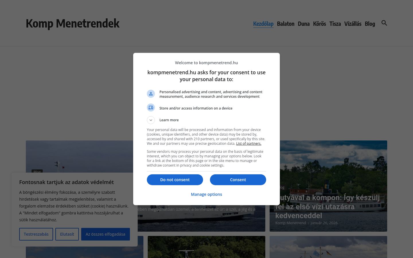 Screenshot des Einwilligungsbanners vor jeglicher Interaktion