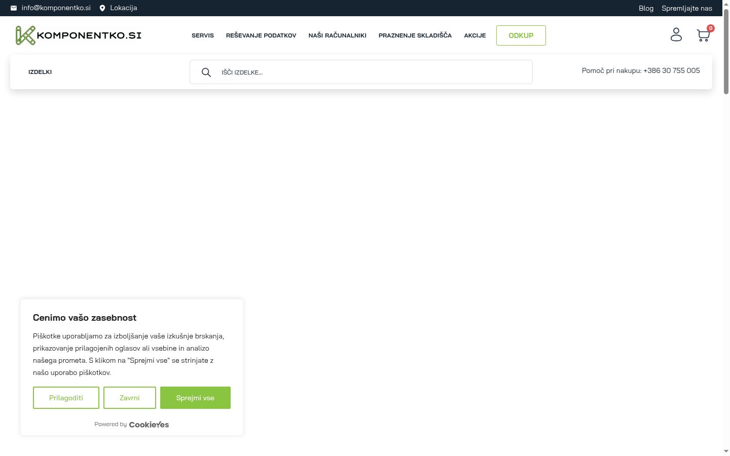 Screenshot of the consent banner shown before any interaction