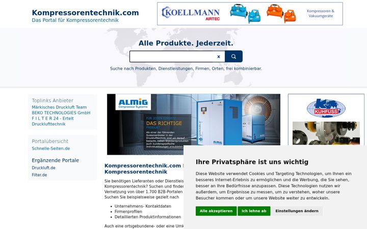 Screenshot of kompressorentechnik.com