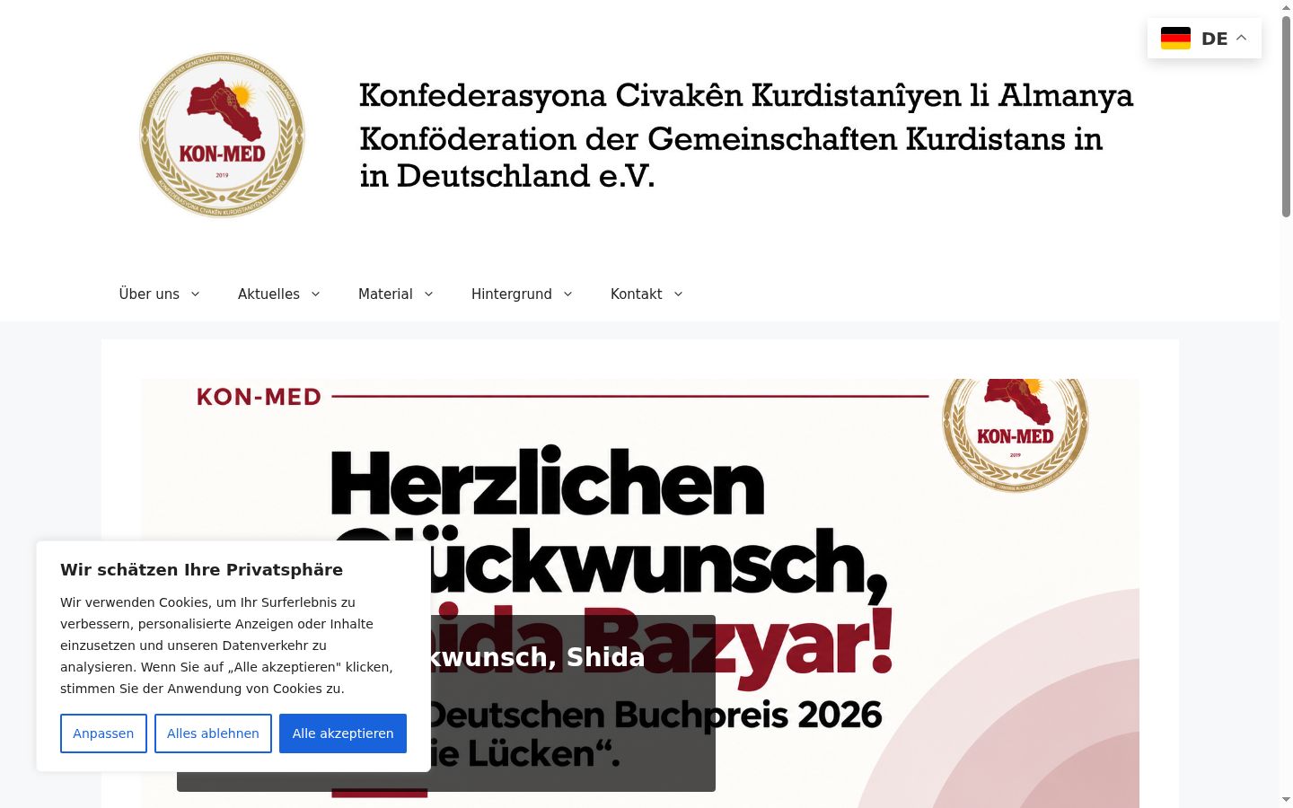 Screenshot tal-banner tal-kunsens muri qabel kwalunkwe interazzjoni