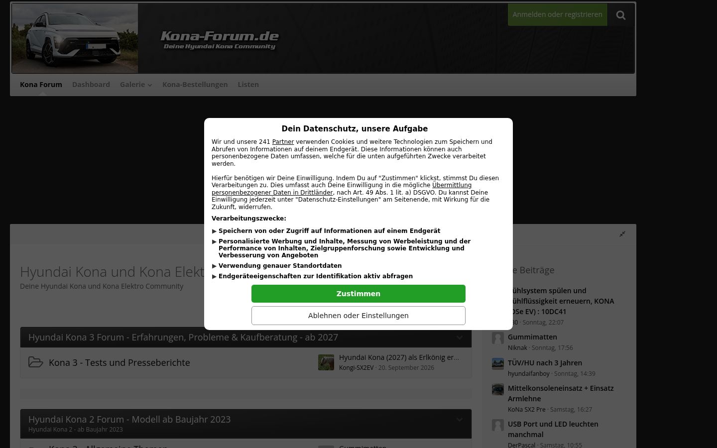 Snimka zaslona bannera za privolu prikazanog prije bilo kakve interakcije