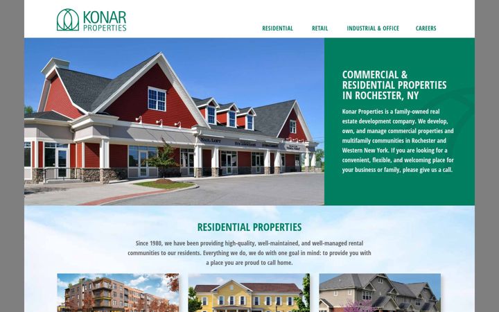 Snímek obrazovky konarproperties.com