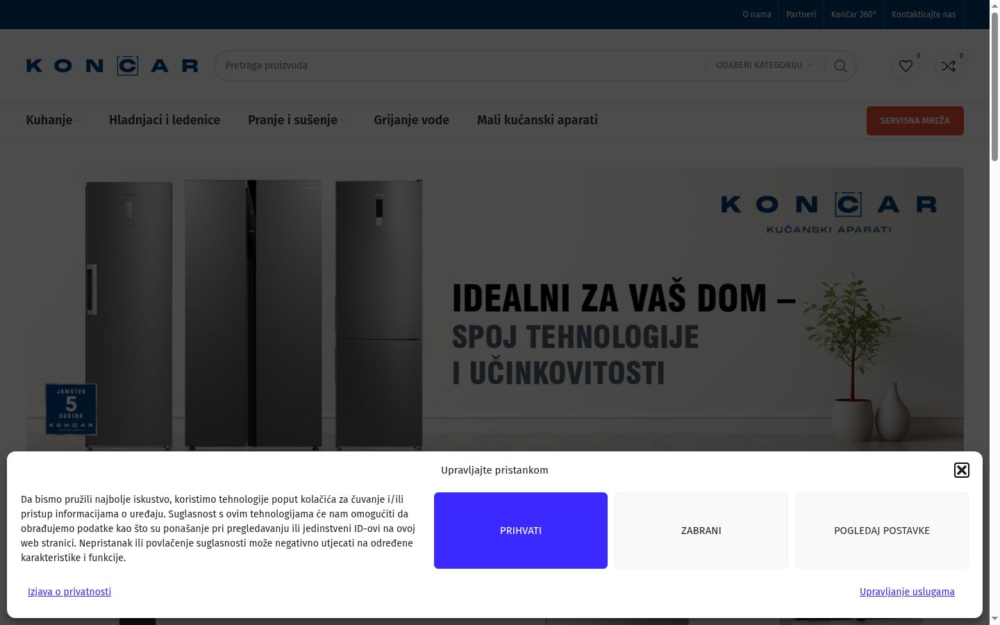 Captură de ecran a bannerului de consimțământ afișat înainte de orice interacțiune