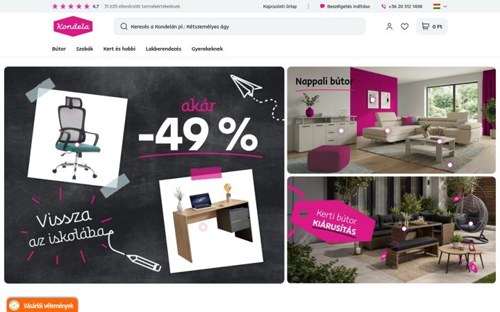 Screenshot of kondela.hu