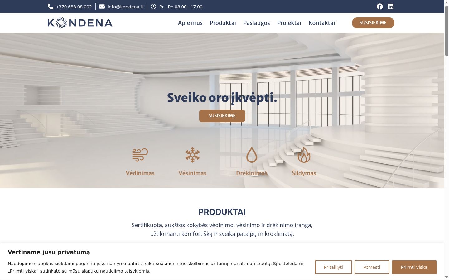 Ekrānuzņēmums ar piekrišanas baneri, kas tika rādīts pirms jebkādas mijiedarbības