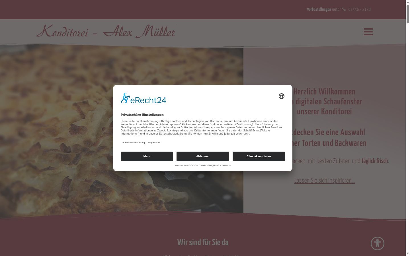 Screenshot del banner di consenso mostrato prima di qualsiasi interazione
