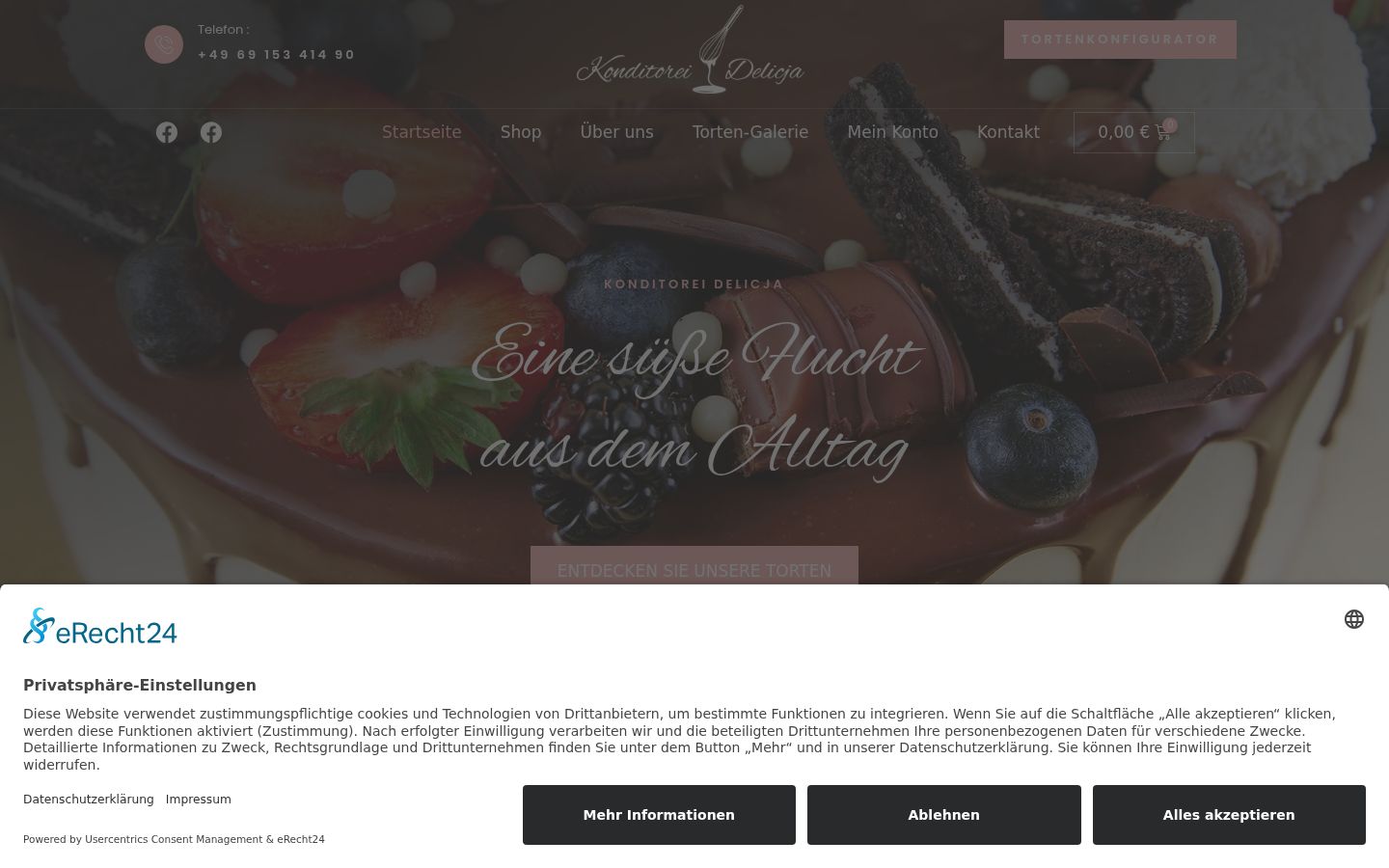 Screenshot del banner di consenso mostrato prima di qualsiasi interazione