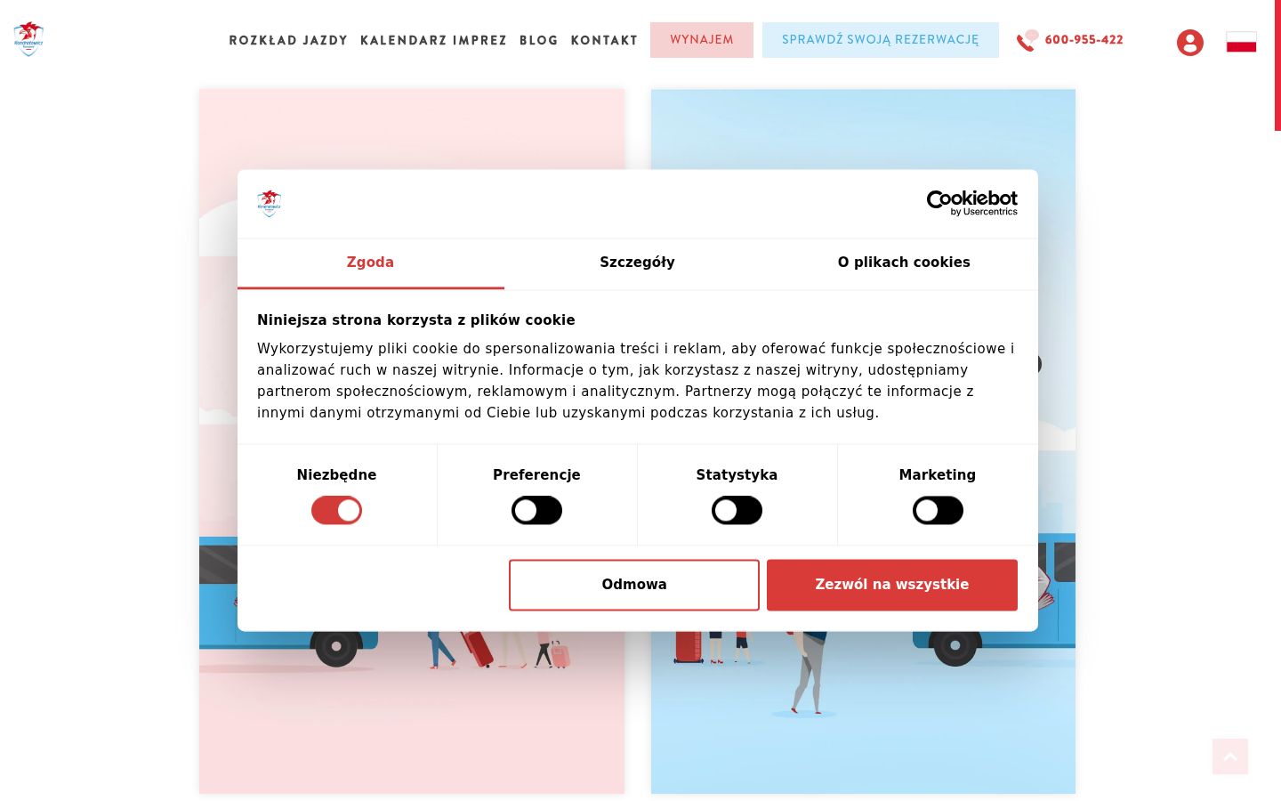 Zrzut ekranu banera zgody wyświetlanego przed jakąkolwiek interakcją