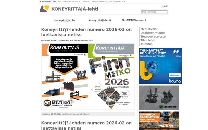 Screenshot of koneyrittaja.fi