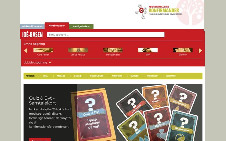 Screenshot of konfirmandcenter.dk