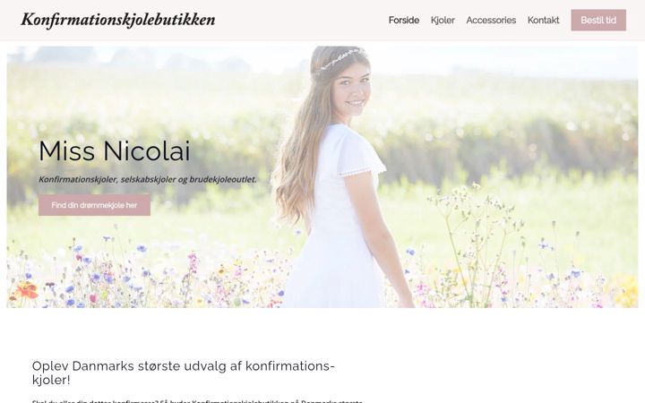 Screenshot of konfirmationskjolebutik.dk