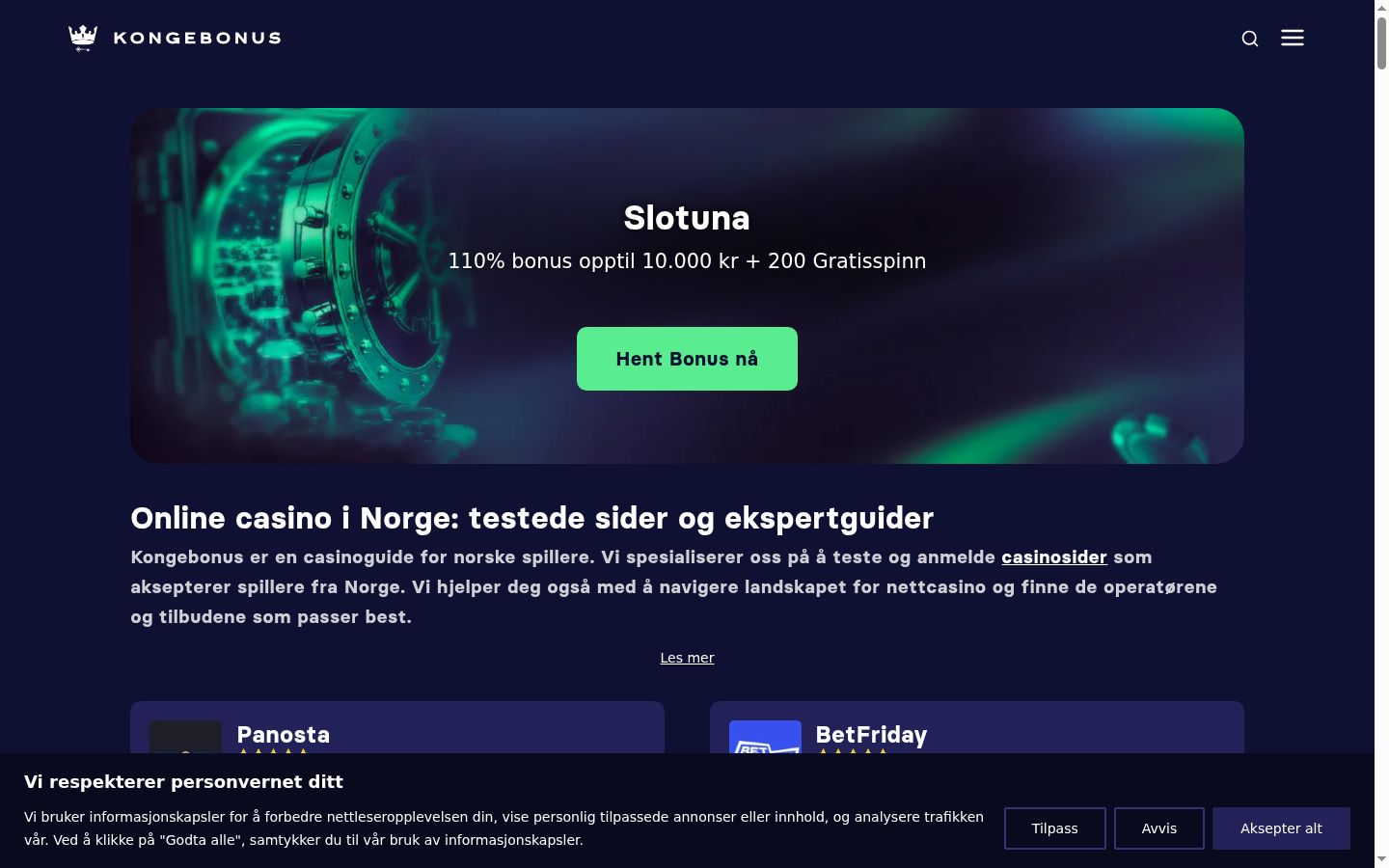 Screenshot of the consent banner shown before any interaction