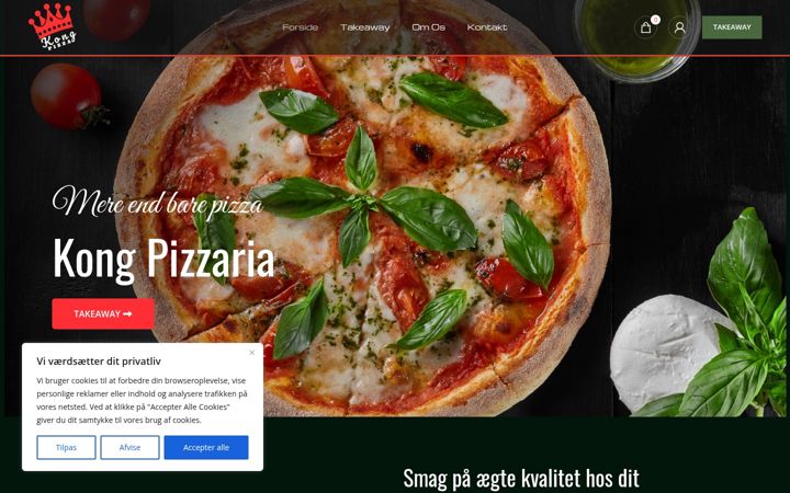 Screenshot of kongpizzaria.dk