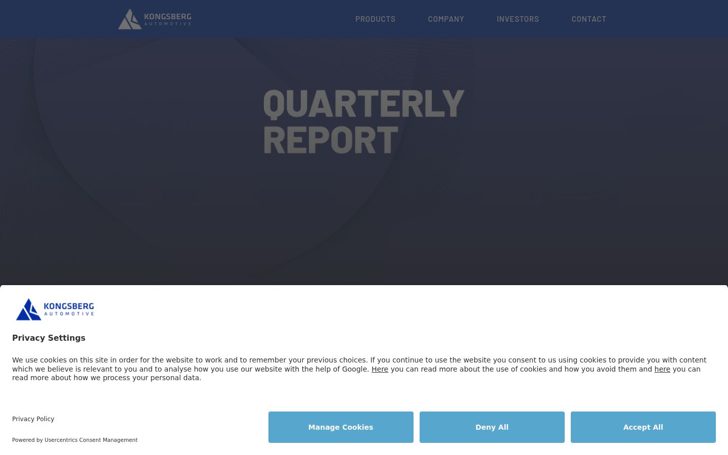 Screenshot of the consent banner shown before any interaction