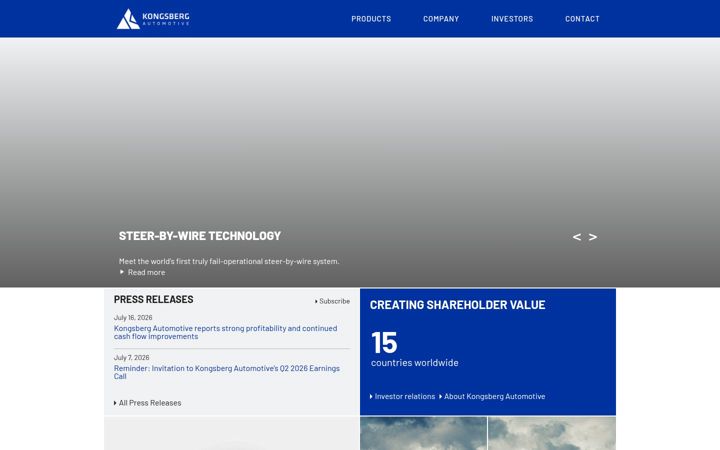 Screenshot of kongsbergautomotive.com