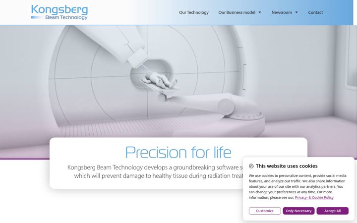 Screenshot of kongsbergbeamtech.com