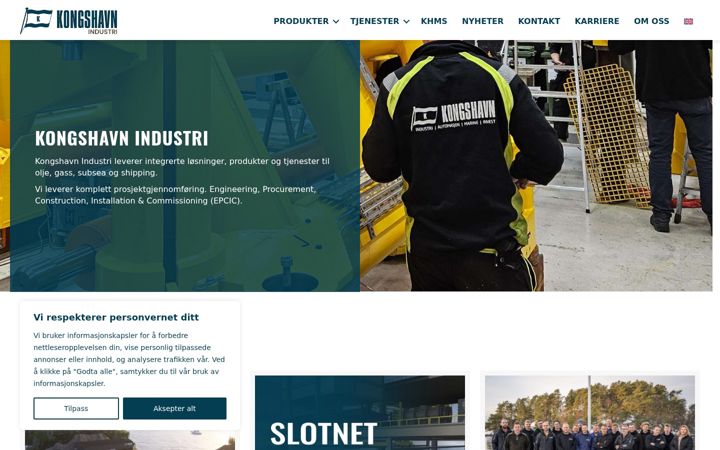 Screenshot of kongshavnindustri.no