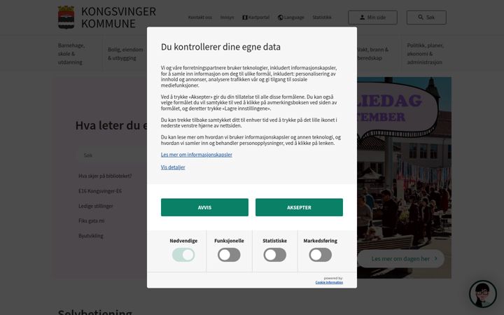 Screenshot of kongsvinger.kommune.no