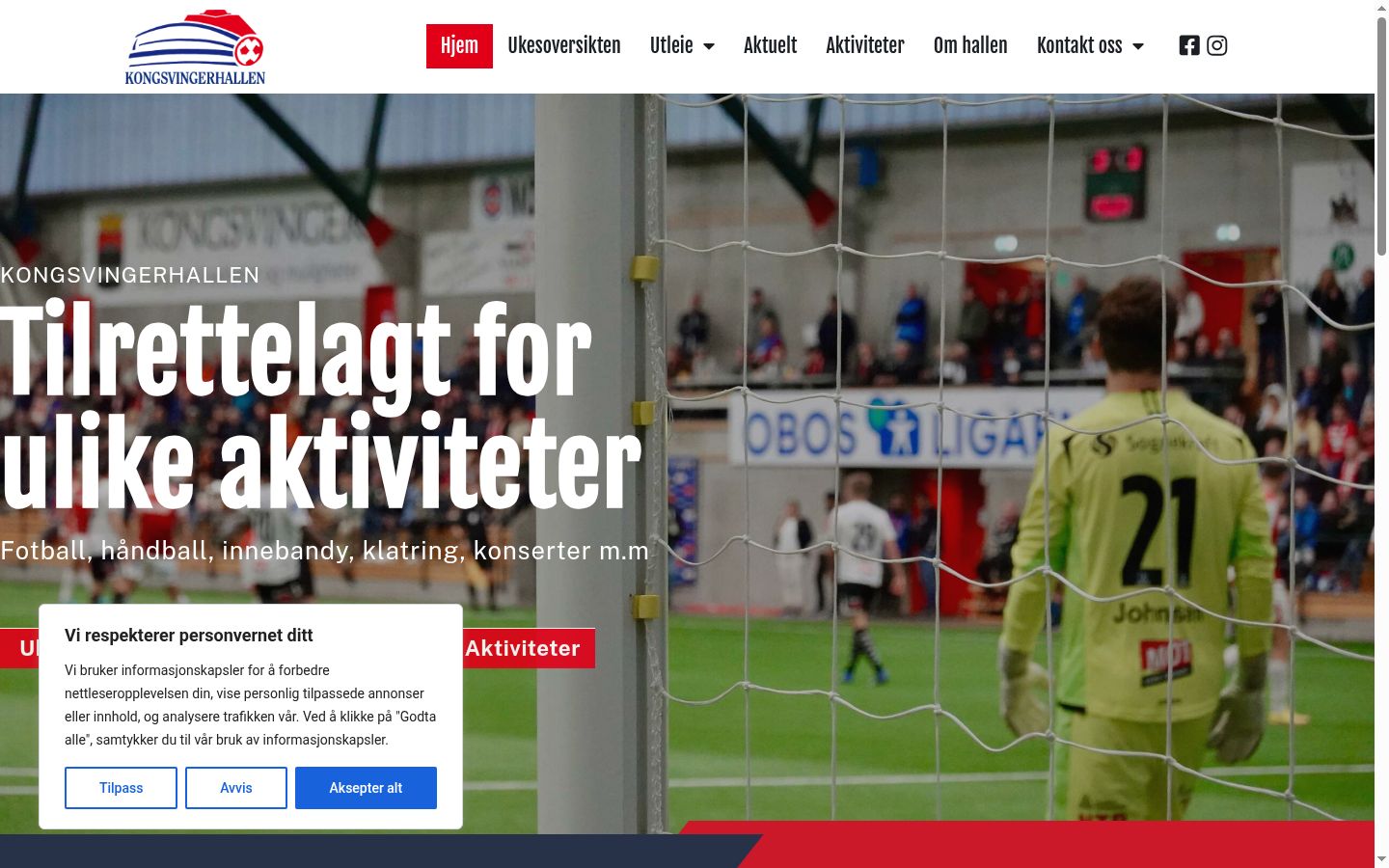 Skærmbillede af samtykkebanneret, som det blev vist før nogen interaktion