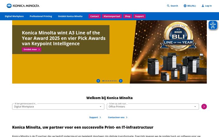 Screenshot of konicaminolta.be