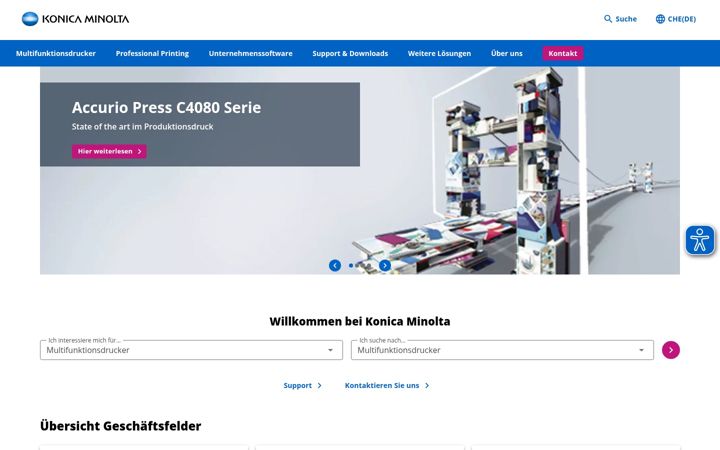 Screenshot of konicaminolta.ch