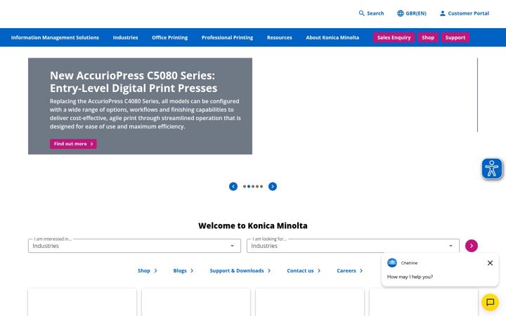 Screenshot of konicaminolta.co.uk