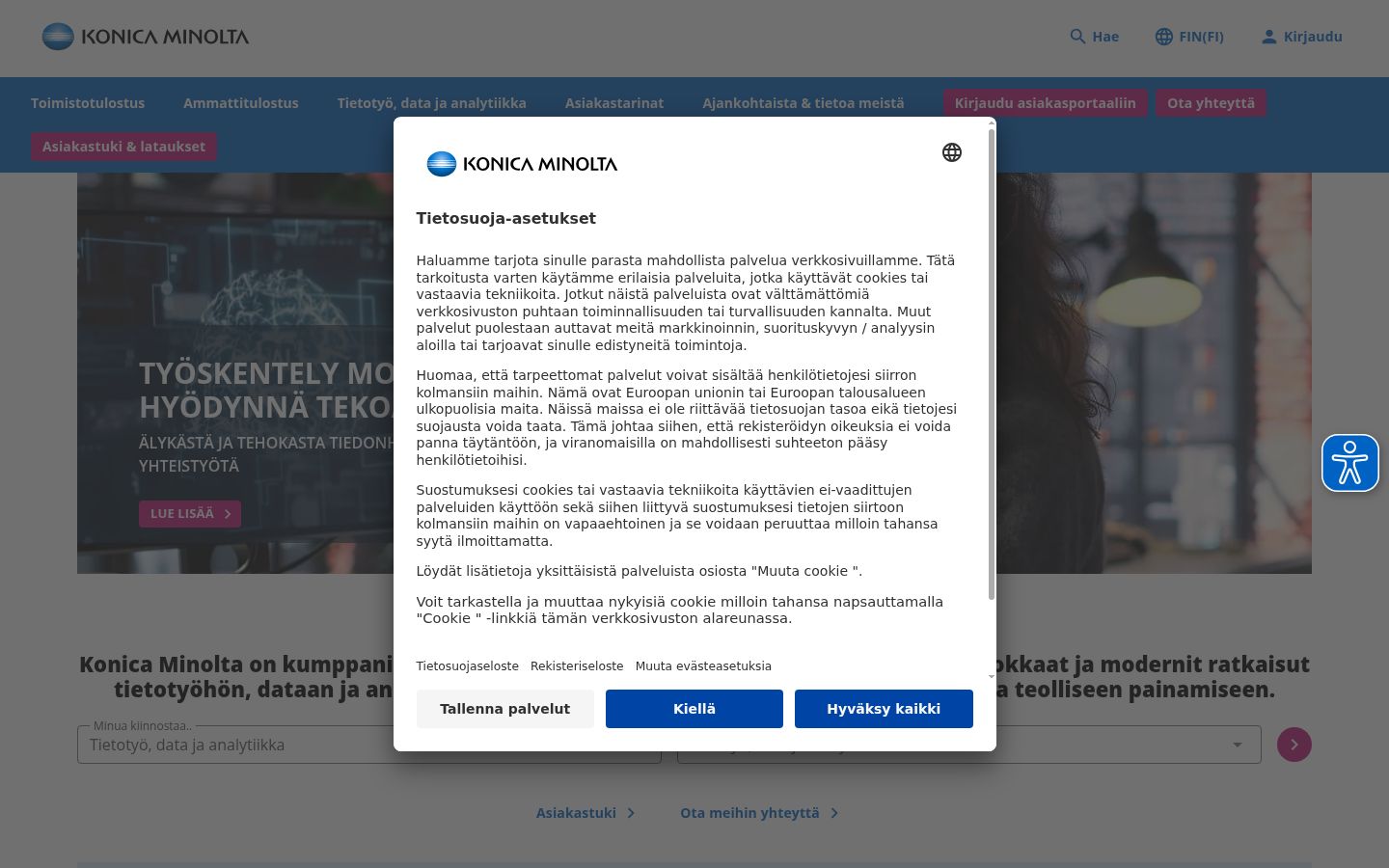 Skjermbilde av samtykkebanneret slik det vises før noen interaksjon