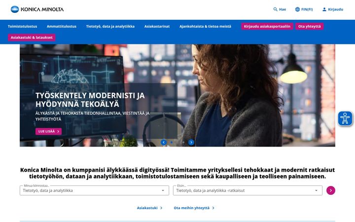 Screenshot of konicaminolta.fi