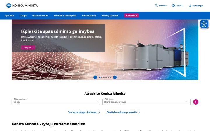 Screenshot of konicaminolta.lt