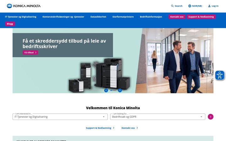 Screenshot of konicaminolta.no