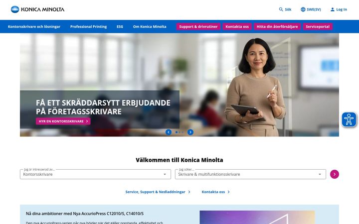 Screenshot of konicaminolta.se