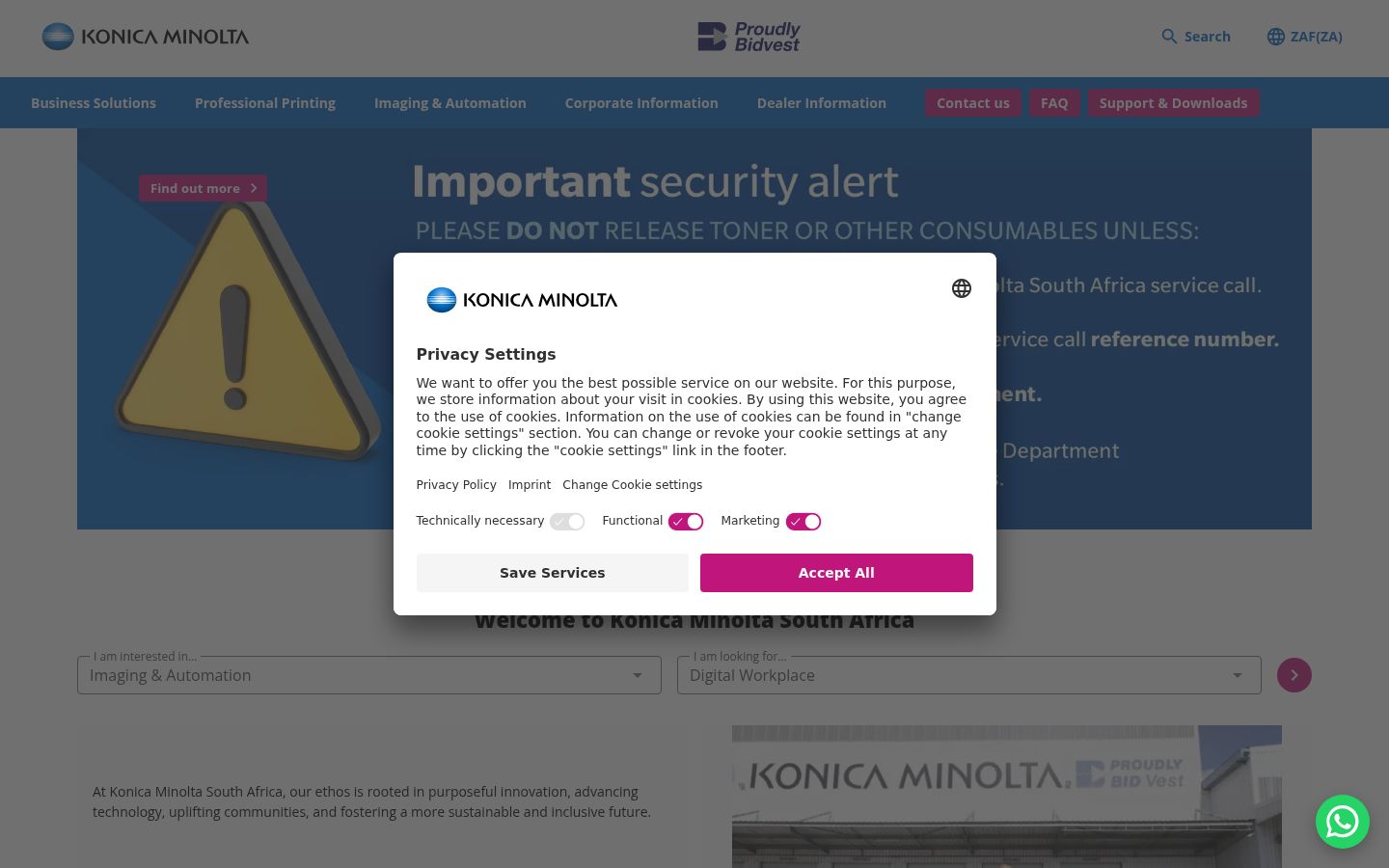 Screenshot of the consent banner shown before any interaction